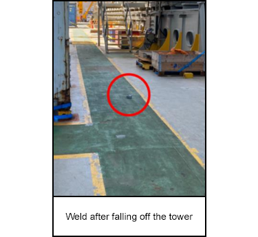 Weld after falling off the tower