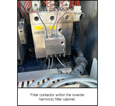 Filter contactor within the inverter harmonic filter cabinet.