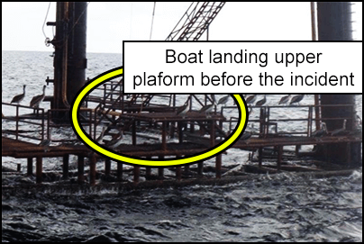 Boat landing upper platform before the incident