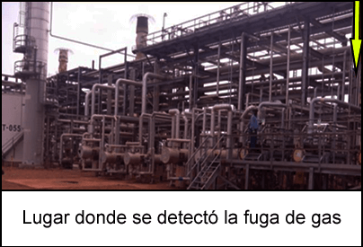 Lugar donde se detectó la fuga de gas