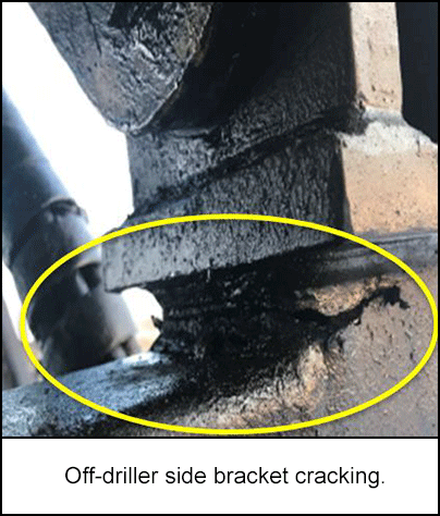 Off-driller side bracket cracking. 