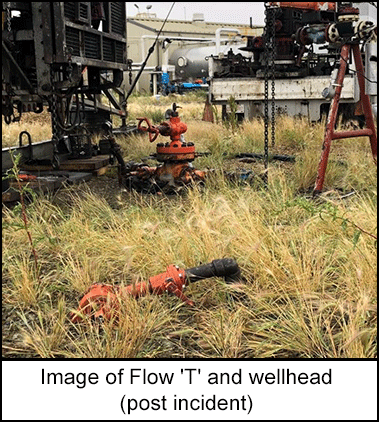 Image of Flow 'T' and wellhead (post incident) 