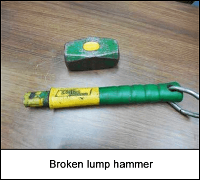 Broken lump hammer