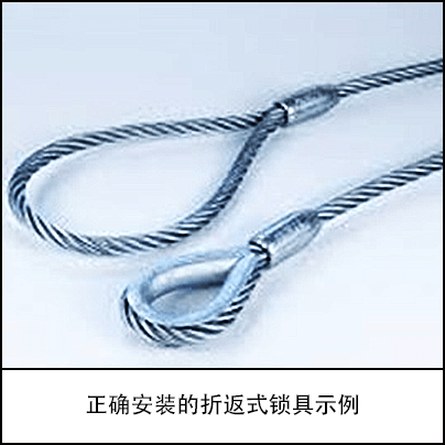 正确安装的折返式锁具示例