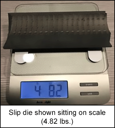 Slip die shown sitting on scale (4.82 lbs.) 