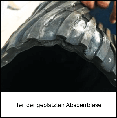 Nahaufnahme der geplatzten Absperrblase