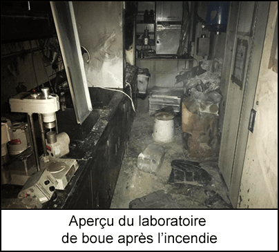 Aperçu du laboratoire de boue après l’incendie