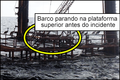 Barco parando na plataforma superior antes do incidente