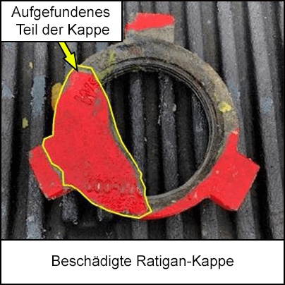376-s1-DE.png Beschädigte Ratigan-Kappe mit dem aufgefundenen Teil