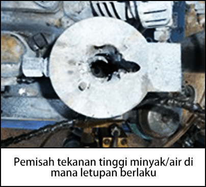 Pemisah tekanan tinggi minyak/air di mana letupan berlaku