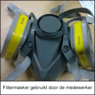 Filtermasker gebruikt door de medewerker 