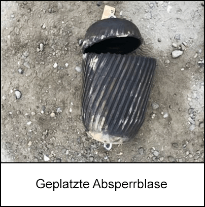 Die geplatzte Absperrblase mit tiefem Einriss- 