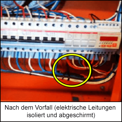 Nach dem Vorfall (elektrische Leitungen isoliert und abgeschirmt)