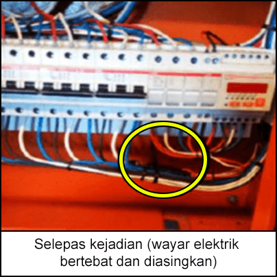 Selepas kejadian (wayar elektrik bertebat dan diasingkan)