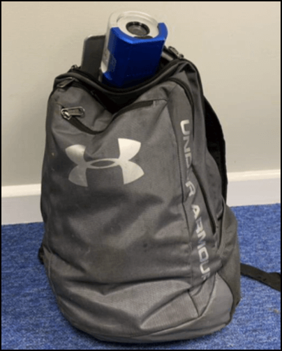 Mock-up of camera position in bag
