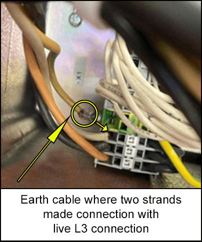 Earth cable where two strands made connection with Live L3 connection