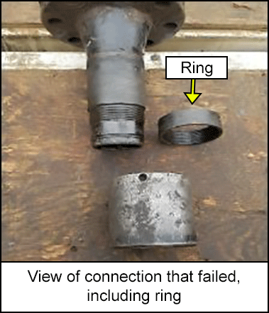 View of connection that failed, including ring