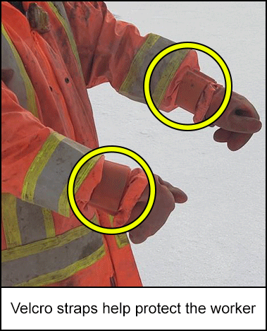 Velcro straps help protect the worker 