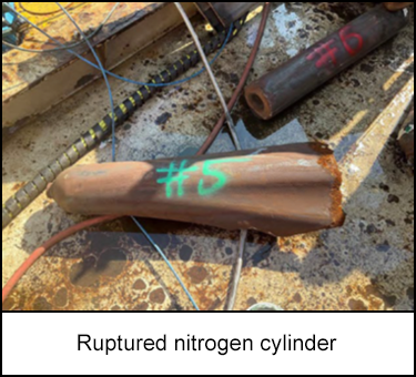 Ruptured nitrogen cylinder