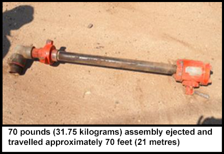 A Chiksan swivel and pipe assembly landing outside the exclusion zone 