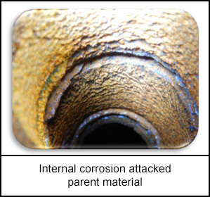 Internal corrosion attacked parent material
