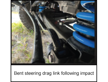 Bent steering drag link following impact