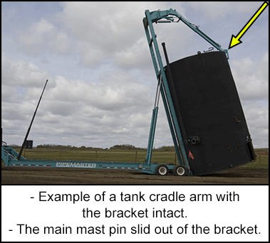 Example of a tank cradle arm with the bracket intact  