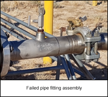 Failed pipe fitting assembly
