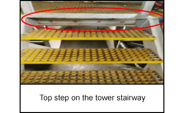 Top step on the tower stairway
