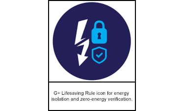 G+ Lifesaving Rule icon for energy isolation and zero-energy verification.