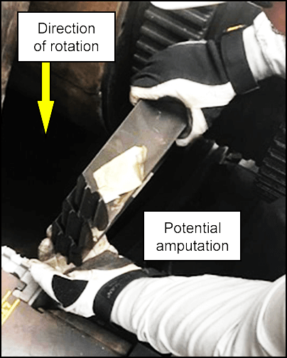 Final position of rotor bucket after stopping, showing first, second and third stage buckets