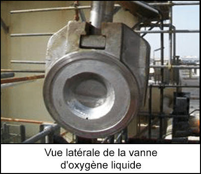 Vue latérale de la vanne d'oxygène liquide 