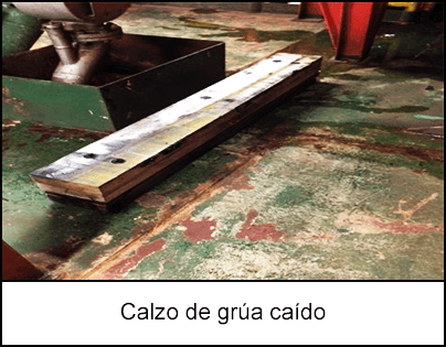 Calzo de grúa caído