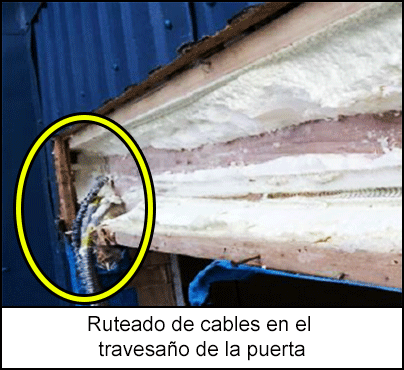 Ruteado de cables en el travesaño de la puerta