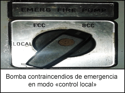 Bomba contraincendios de emergencia en modo «control local»