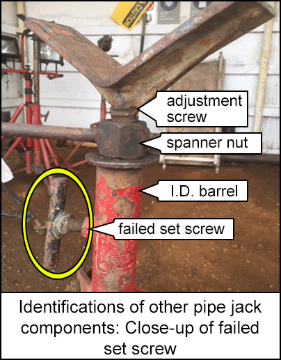 CLOSE-UP OF FAILED SET SCREW