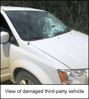 View of damaged third-party vehicle 