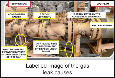 Labelled image of the gas leak causes