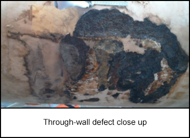 Through-wall defect close up