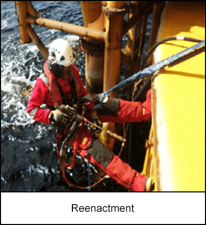 Incident reenactment – worker pressure cleaning the buoy