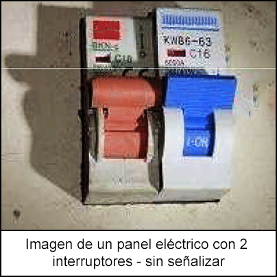 Imagen de un panel eléctrico con 2 interruptores - sin señalizar