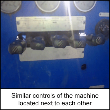 Similar controls of the machine located next to each other