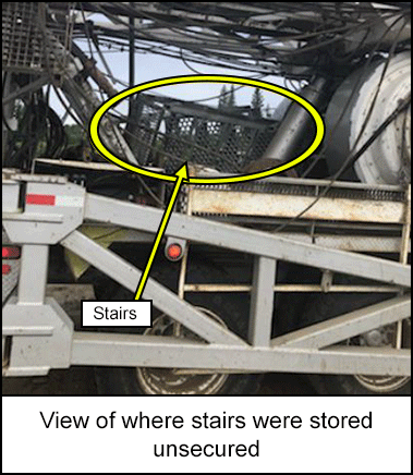 View of where stairs were stored unsecured