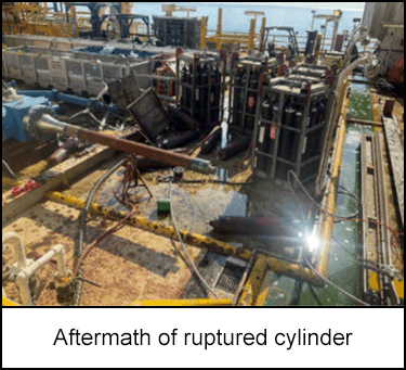 Aftermath of ruptured cylinder