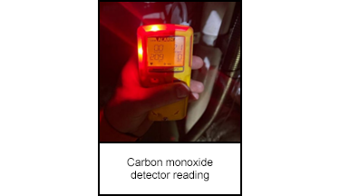 Carbon monoxide detector reading