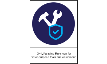 G+ Lifesaving Rule icon for fit-for-purpose tools and equipment.
