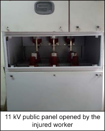 The 11 kV panel with no inner-lock system or warning sign.