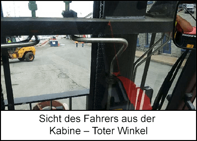 Sicht des Fahrers aus der Kabine – Toter Winkel